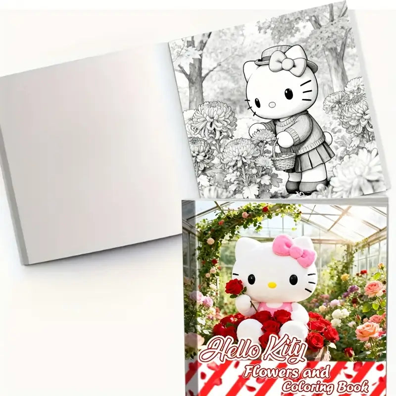 Hello Kitty And Flowers coloring book värityskirja