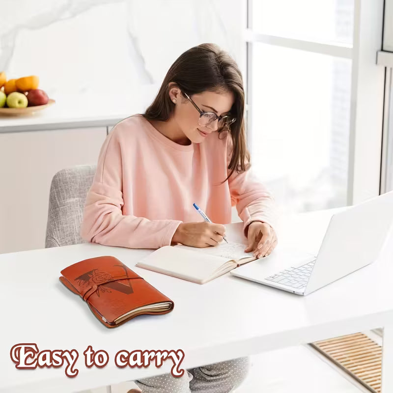 Kukka-alkukirja S PU-nahkainen matkapäiväkirja