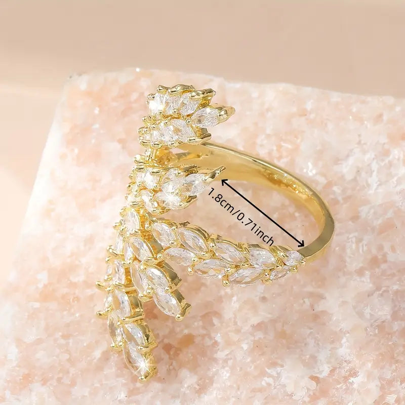 kpl Vintage 18k kullattu vehnäsirkonsormus synteettisellä zirkonialla