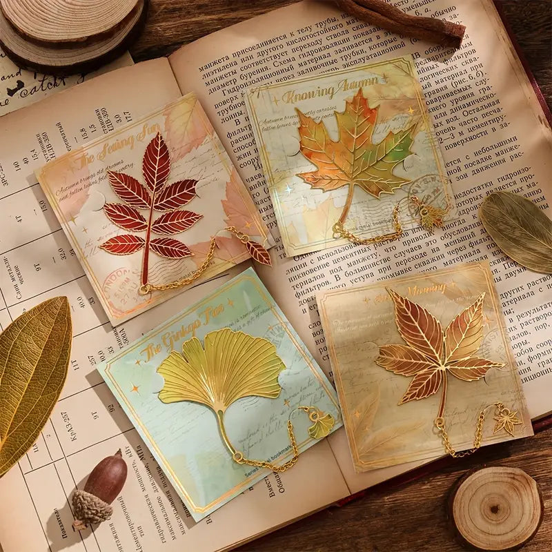1 kpl Vintage Autumn Leaves -ontot pronssimetalliset kirjanmerkit