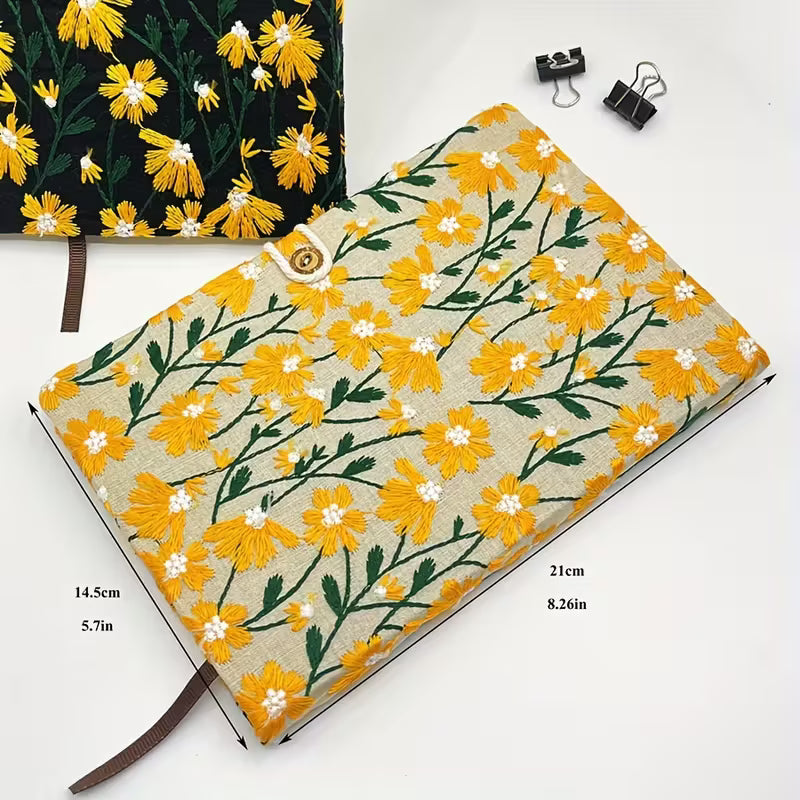 A5-kirjontamuistikirja, paksuuntunut paperi, kolmiulotteinen kirjailtu tyhjä sisäsivu kirjanmerkeillä, muistilehtiö