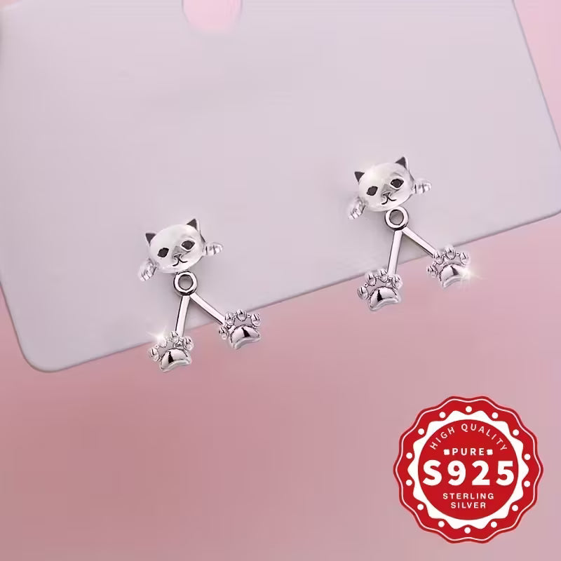 S925 pure Silver sterling Paw Earrings