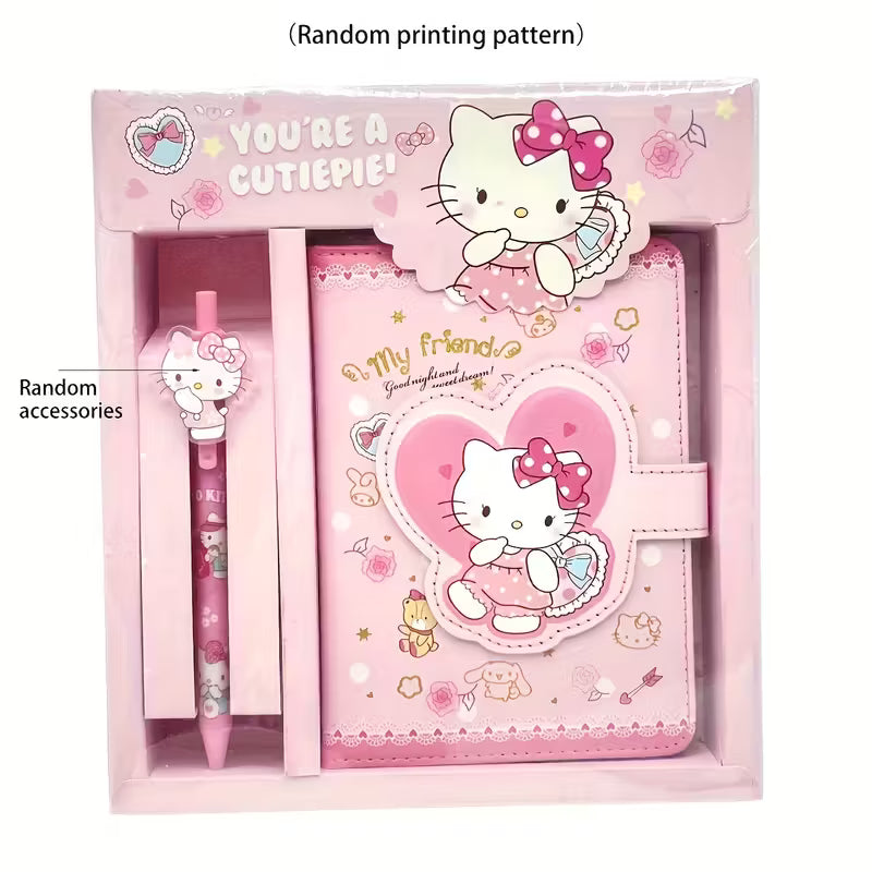 1 setti Sanrio-muistikirja ja -kynäsetti