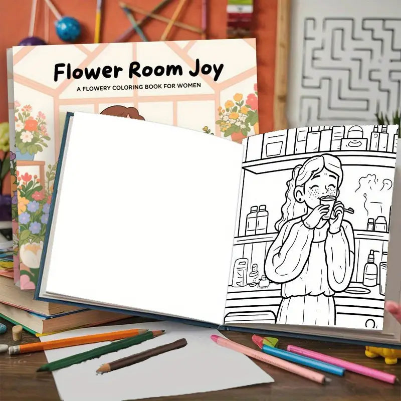 Flower room joy coloring book värityskirja