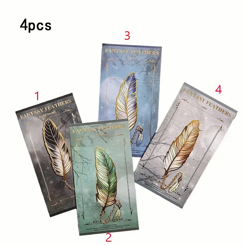 1 kpl elegantteja metallisia höyhenkirjanmerkkejä riipuksilla