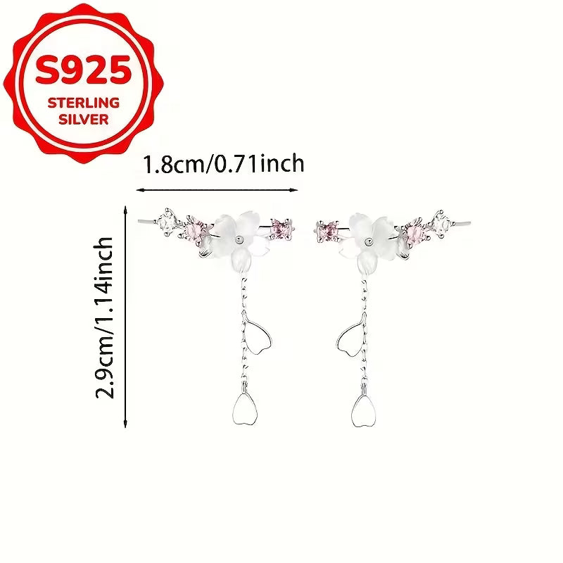 1 pari 925 hopeisia muodikkaita kirsikankukkakorvakoruja