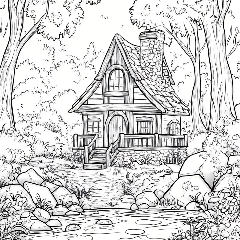 Forest house coloring book värityskirja