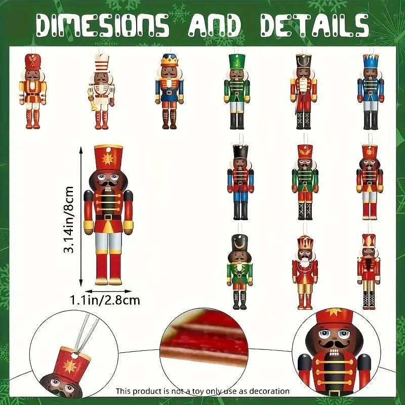 24 kpl puisia joulukoristeita, pähkinänsärkijä