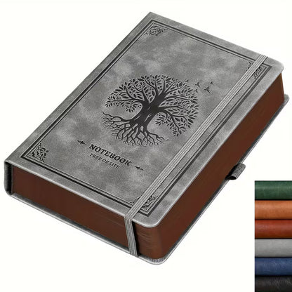 Vintage Tree of Life -keinonahkainen A5-päiväkirja - 320 viivoitettua sivua, elegantti kohokuvioitu kansi