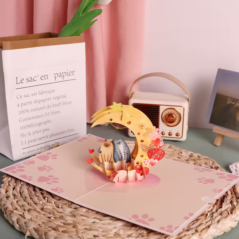 Valentine's card cat themed Kissa-aiheinen ystävänpäiväkortti