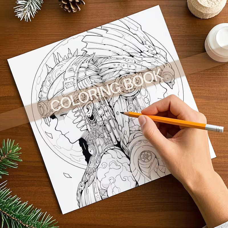 2D robot coloring book värityskirja