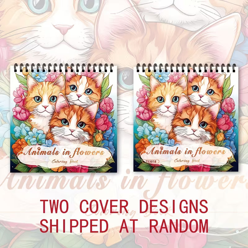 Animals in flowers coloring book värityskirja