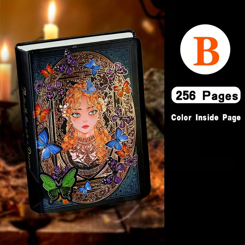 256 sivua, eloisa vintage kovakantinen muistikirja, A5