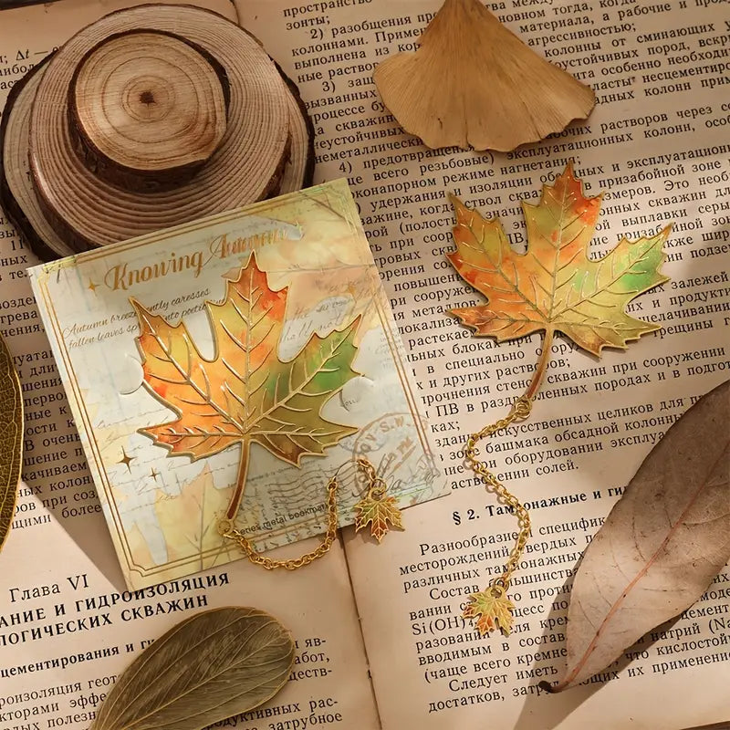 1 kpl Vintage Autumn Leaves -ontot pronssimetalliset kirjanmerkit