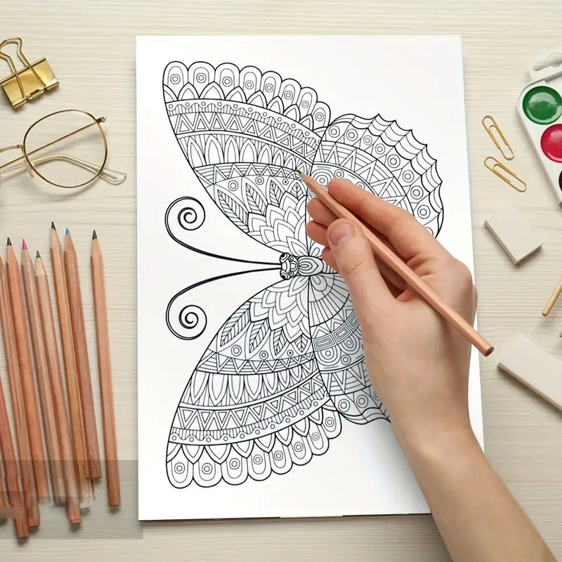 Artistic flower butterfly coloring book värityskirja