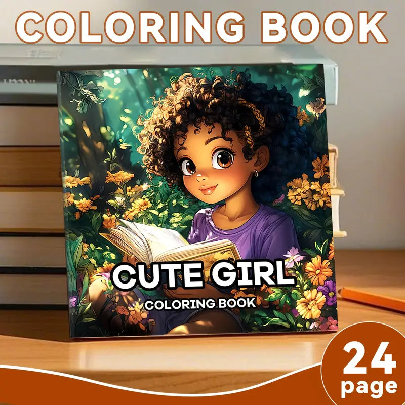 Cute girl coloring book värityskirja