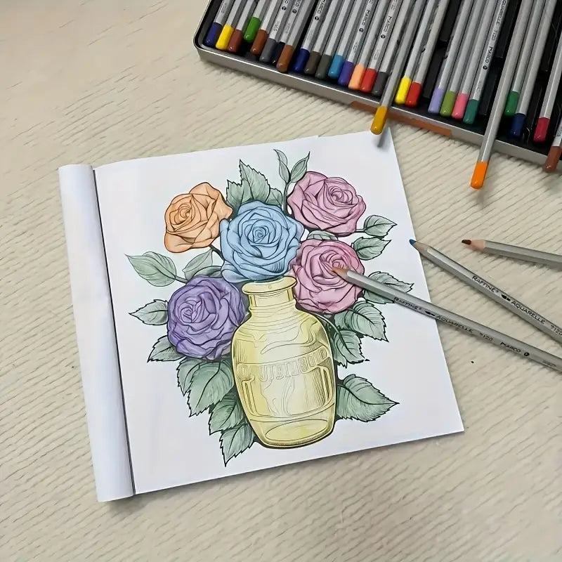 Relaxing flowers coloring book värityskirja