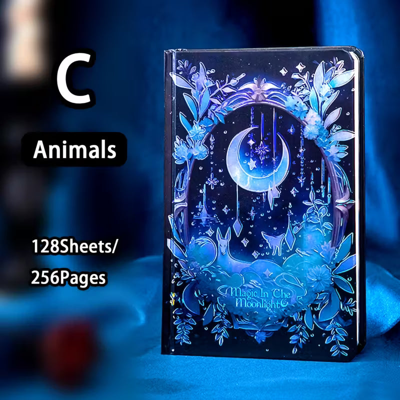 Tähtien ja kuun taika -kovakantinen muistikirja - 256 sivua, vintage-eurooppalainen muotoilu