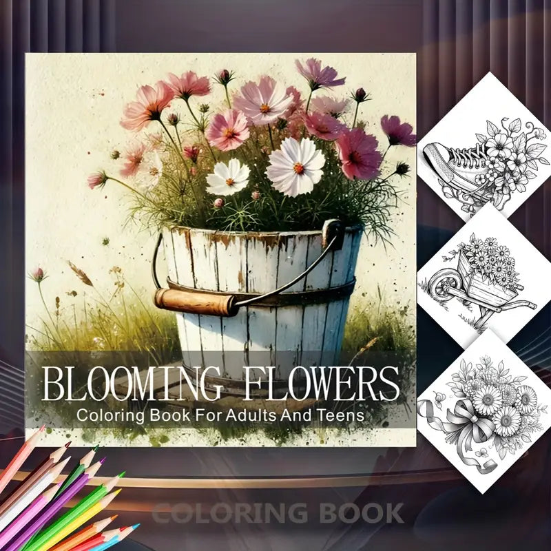 Blooming Flowers coloring book värityskirja