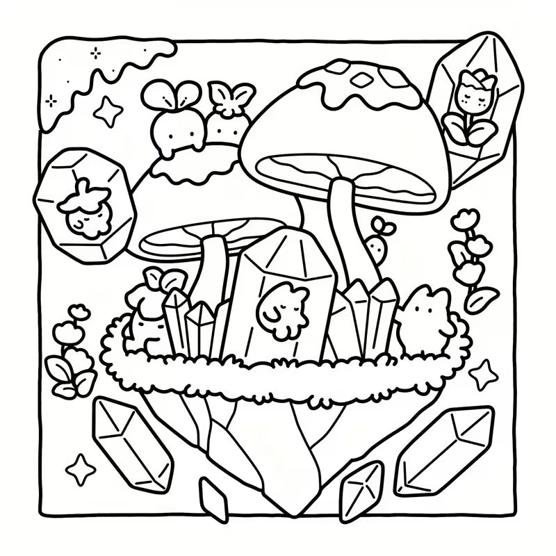 Magical Friends -värityskirjan kansi, jossa on sateenkaaria, yksisarvisia ja muita suloisia satuolentoja