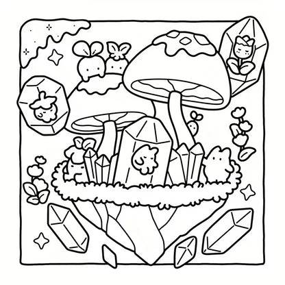 Magical Friends -värityskirjan kansi, jossa on sateenkaaria, yksisarvisia ja muita suloisia satuolentoja