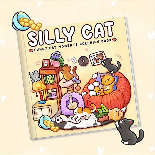Silly Cats – Söpö ja laadukas värityskirja (46 sivua) | Paksu ja kestävä paperi